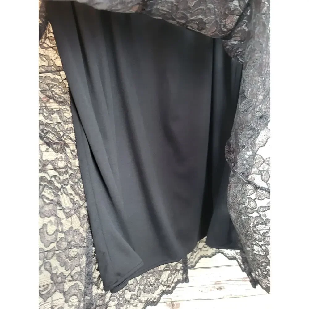Vtg‎ Laura Ashley A-Line Skirt Black Floral Lace Overlay Casual Plus Size 16W